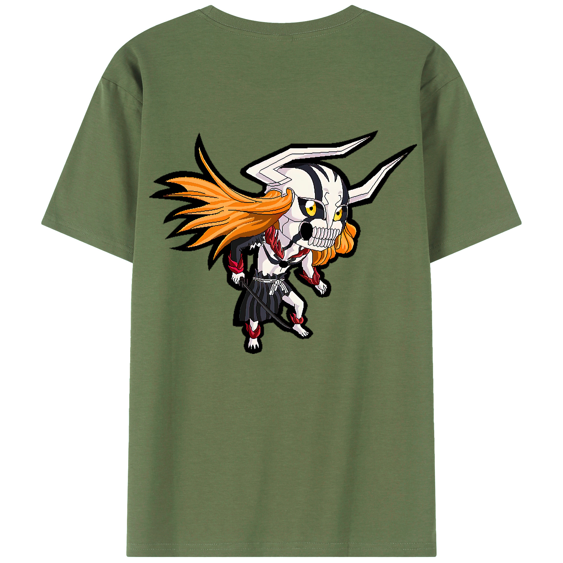 （画像用） ブリーチ 黒崎一護（くろさき いちご）BLEACH Kurosaki Ichigo 綿100％ メンズ半袖Tシャツ（バックプリント） 通気性